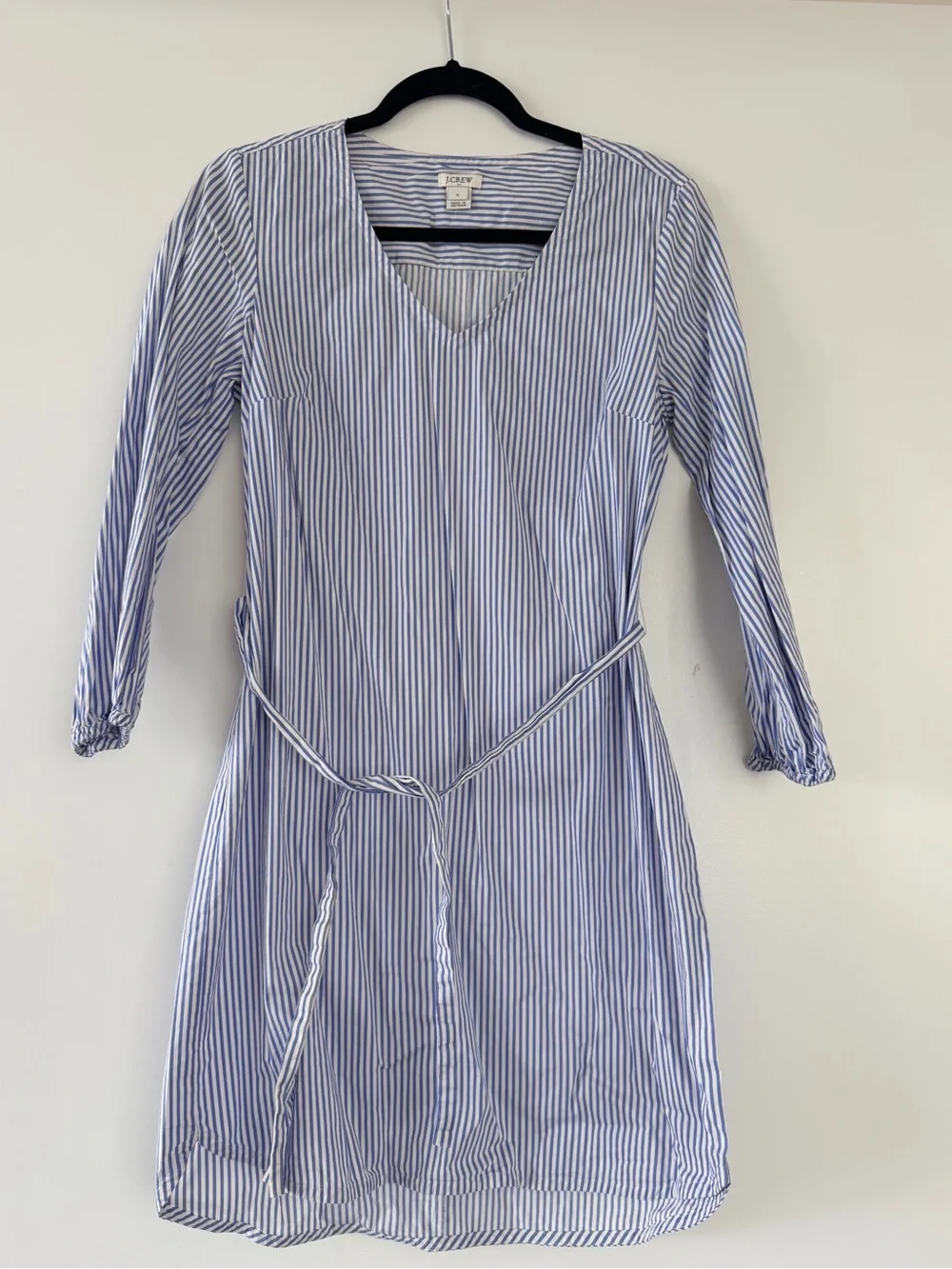 J. Crew Blue and White Striped Poplin Dress